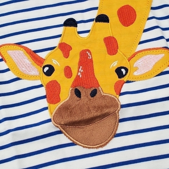 Boys Summer Safari Jungle T-Shirts Embroidered Giraffe and Zoo Animals T-Shirts - Picture 11 of 11